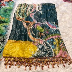 Etro Yellow and Green Scarf with Intricate Designs